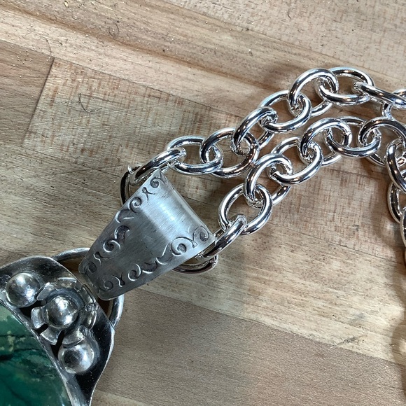 Sterling Necklace, turquoise/agate - Picture 6 of 8